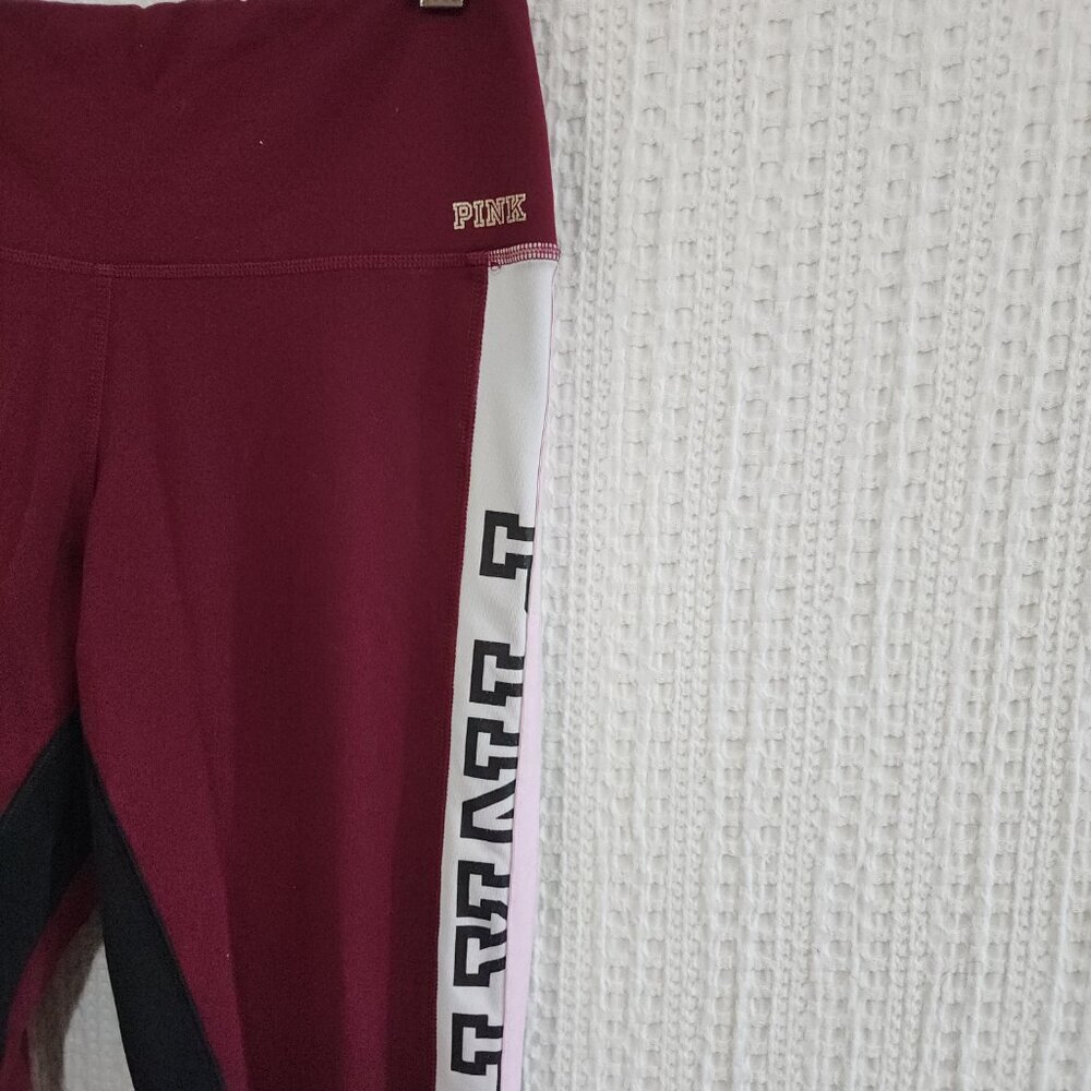 PINK Victoria's Secret Ultimate Maroon Logo Leggings Size Medium - Picture 6 of 12